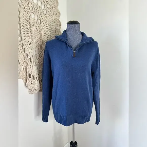 J. Crew Vintage Y2K Wool Quarter Zip-Up Sweater Size Medium - Picture 2 of 4